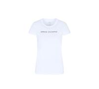 Armani Exchange Maglietta da Donna a Maniche Corte con Logo Bold Lettering Slim Fit, Bianco Ottico, L