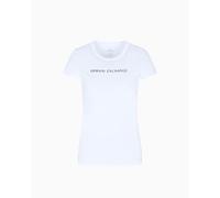 Armani Exchange Maglietta da Donna a Maniche Corte con Logo Bold Lettering Slim Fit, Bianco Ottico, XS