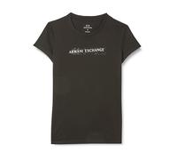 Armani Exchange Maglietta da Donna a Maniche Corte con Logo Bold Lettering Slim Fit, Nero, S