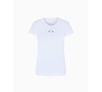 Armani Exchange Maglietta da Donna a Maniche Corte con Logo Slim Fit, Bianco, S