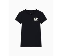 Armani Exchange Maglietta da Donna a Maniche Corte Side Gold Logo Print Slim Fit, Nero, S