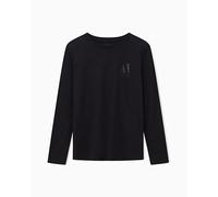 Armani Exchange Maglietta da Donna a Maniche Lunghe, con Logo Side Tone on Tone, Nero, S, Nero, S