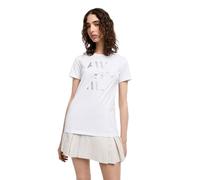 Armani Exchange Maglietta da Donna Arte Sella, con Logo Glitterato, Bianco Ottico, S