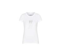 Armani Exchange Arte Sella, Foil Monogram Logo T-Shirt, Bianco Ottico, L Donna