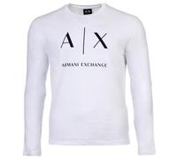 Armani Exchange - Maglietta da uomo a maniche lunghe in jersey di cotone slim con logo, bianco, XL