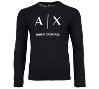 Armani Exchange - Maglietta da uomo a maniche lunghe in jersey di cotone slim con logo, Blu navy intenso, XX-Large