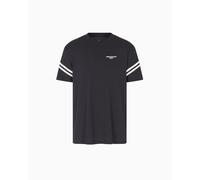 Armani Exchange Maglietta da Uomo, a Righe, con Logo Rotondo, Colore Blu, L, Navy Scuro, L