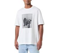 Armani Exchange Maglietta da Uomo Bottom of Shoe Graphic with Grid Overlay Regular Fit Tee, Bianco Sporco, S