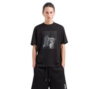 Armani Exchange Maglietta da Uomo Bottom of Shoe Graphic with Grid Overlay Regular Fit Tee, Nero, S