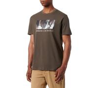 Armani Exchange Maglietta da Uomo Classic AX Box con Logo Camo Background Regular Fit, Nero, L