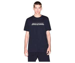 Armani Exchange Maglietta da Uomo con Logo Center Text, Navy Scuro, XL