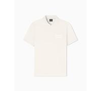 Armani Exchange Embroidered Patch Logo Monochrome Polo, Crema, M Uomo