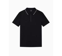 Armani Exchange Maglietta da Uomo Essential, a Righe Collar loged Button, Colore Nero, XL, Nero, XL