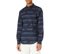 Armani Exchange Maglietta da Uomo in Cotone Elasticizzato Popeline Big Bold con Logo, Logo Navy Big Bold, S