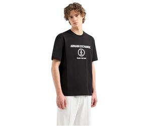 Armani Exchange Maglietta da Uomo Stacked AX con Logo Circle Regular Fit Tee, Nero, S