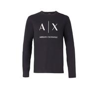 Armani Exchange - Maglietta da uomo a maniche lunghe in jersey di cotone slim con logo, Blu navy intenso, M