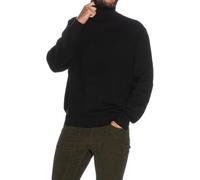 Armani Exchange Maglioncino a Collo Alto Nero da Uomo con Lavorazione bucherellata L