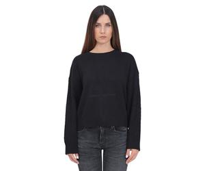 Armani Exchange Maglioncino Nero da Donna con Design di intrecci e Logo L