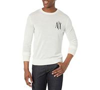 Armani Exchange Maglione da Uomo Icon Project, Girocollo, Lana Merino, Bianco, S