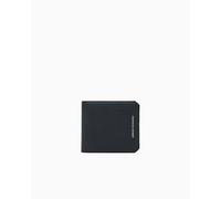 Armani Exchange Man Alex Bifold Coin Pocket Cut Corners, Embossed Inside Logo Black
