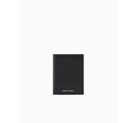 Armani Exchange Man Plain Leather - Mini portafoglio in pelle con logo nero