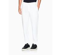 Armani Exchange Men Cuffed Sleeve Drawstring Waist Back Monogram Pants, Off White, L, bianco sporco, L