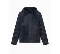 Armani Exchange Essential, all Over Logo Felpa con Cappuccio, Nero/Nero Allover, XL Uomo