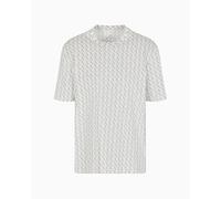 Armani Exchange Allover Logo Tee T-Shirt, Bianco Sporco e Cenere, XS Uomo