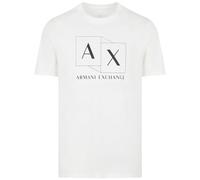 Armani Exchange Slim Fit Mercerized Cotton Jersey AX Box Logo Tee T-Shirt, Bianco Sporco, M Uomo