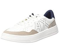 Armani Exchange Men's Suede Detail, Front Logo Patch, Sneaker, off White, Scarpe da Ginnastica Uomo, Bianco Sporco e Beige, 44 EU