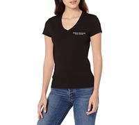Armani Exchange Milano/New York Logo Slim Fit T-Shirt con Scollo a V, Nero, XXL Donna