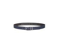 Armani Exchange Monocolore, Silver Buckle, Logo inciso Cintura, Blu, 125 cm Uomo