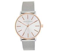 Armani Exchange Orologio a tre lancette da donna, cassa in acciaio inossidabile 36 mm e bracciale a maglie in acciaio inossidabile, AX5537, Tono argento e tono oro