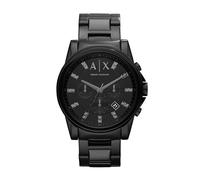 Armani Exchange Orologio cronografo al quarzo da uomo, cassa in acciaio inossidabile nero da 45 mm con bracciale in acciaio inossidabile, AX2093