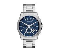 Armani Exchange Orologio da uomo, cronografo e cassa da 45 mm con cinturino in acciaio inox, pelle o silicone