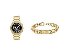 Armani Exchange orologio e bracciale da uomo in acciaio inossidabile color oro, set