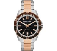 Armani Exchange orologio per uomo, movimento al quarzo e cassa orologio per 44 mm con cinturino in acciaio inossiorologio perbile, pelle o silicone, Tono argento e marrone