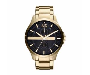 Armani Exchange Orologio per uomo, Movimento al quarzo multifunzione e cassa da 44 mm con cinturino in acciaio, Tonalità oro e nero jet