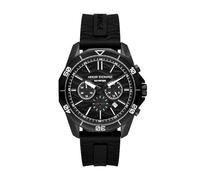 Armani Exchange orologio per uomo, movimento cronografo e cassa orologio per 44 mm con cinturino in acciaio inossiorologio perbile, pelle o silicone, Nero e bianco