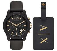 Armani Exchange Orologio per uomo, Movimento cronografo al quarzo e cassa da 45 mm con cinturino in silicone, Marrone scuro e nero