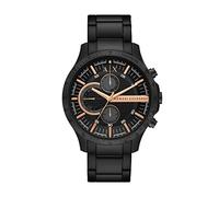 Armani Exchange Orologio per uomo, Movimento cronografo al quarzo e cassa da 46 mm con cinturino in acciaio, Nero e oro rosa