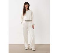 Armani Exchange - Pantaloni écru con bordi a contrasto e zip corta in coordinato-Bianco M