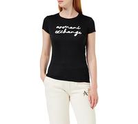 Armani Exchange Pima Cotton Signature Logo Tee T-Shirt, Nero, L Donna