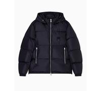 Armani Exchange Icon Project, Logo Embossed Patch, Shiny Nylon Piumino a Gilet, Nero, S Uomo