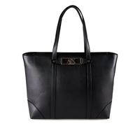 Armani Exchange Polly, Gold Logo Plate, Shoulder Strap, Shopping Bag Donna, Nero