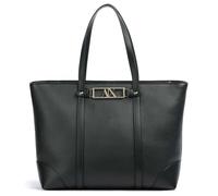 Armani Exchange Polly, Gold Logo Plate, Shoulder Strap, Shopping Bag Donna, Nero