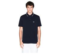 Armani Exchange Polo da Uomo, a Maniche Corte, con Logo Stiped Collar Side Monogram, Blu, S, Navy Scuro, S