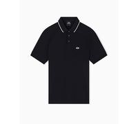 Armani Exchange Polo da Uomo, a Maniche Corte, con Logo Stiped Collar Side Monogram, Nero, XS, Nero, XS