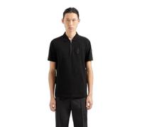 Armani Exchange Polo da Uomo con Logo AX Stacked Cotton Piquet Zip Up, Nero, S