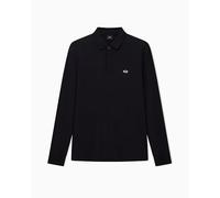 Armani Exchange Essential, Long Sleeve Side Monogram Logo Polo, Nero, XL Uomo